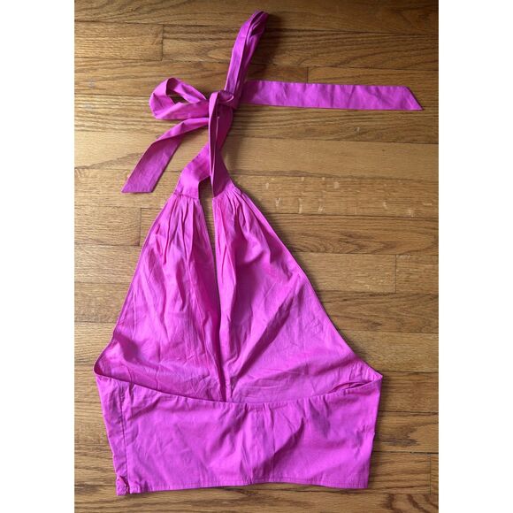 STAUD Women's Sea Skirt Peony Pink Poplin Smocked Kai Top Size 6 - Picture 3 of 7